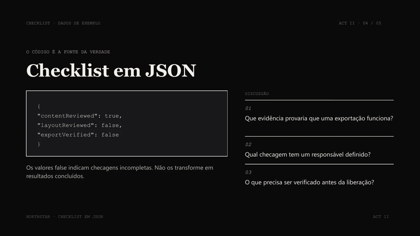 葡语输出：保留待检查状态的 JSON 清单