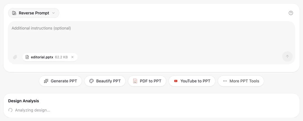 Actual GenPPT loading state while analyzing the sample PowerPoint